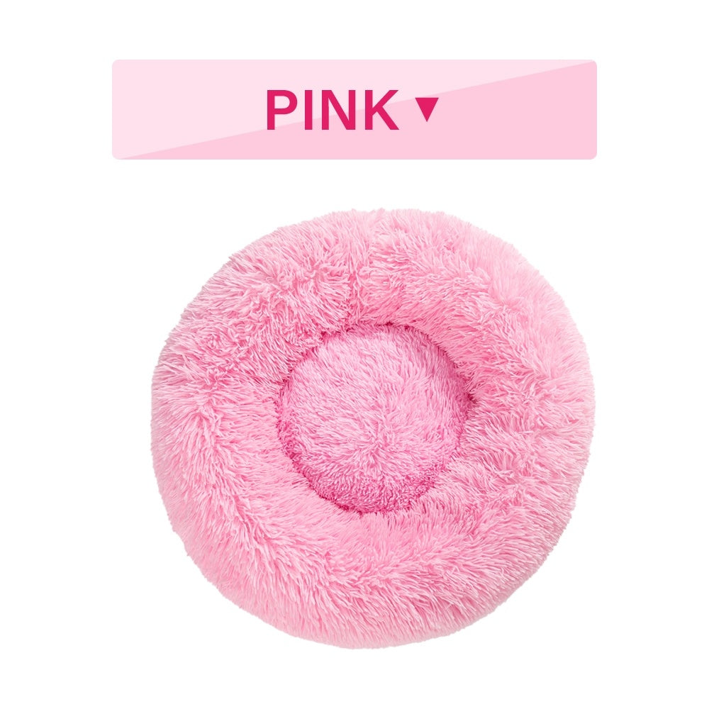 Warm Round Plush Pet Bed | Soft & Washable Fluffy Comfort