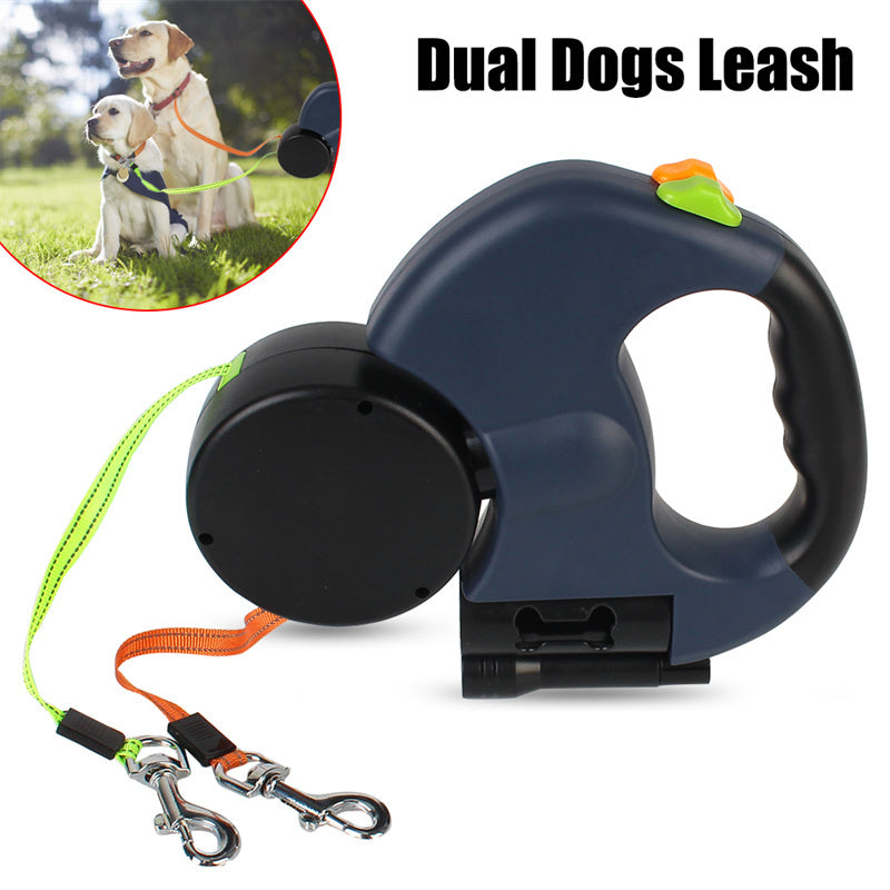LED Dog Leash with Built-in Waste Bag Holder