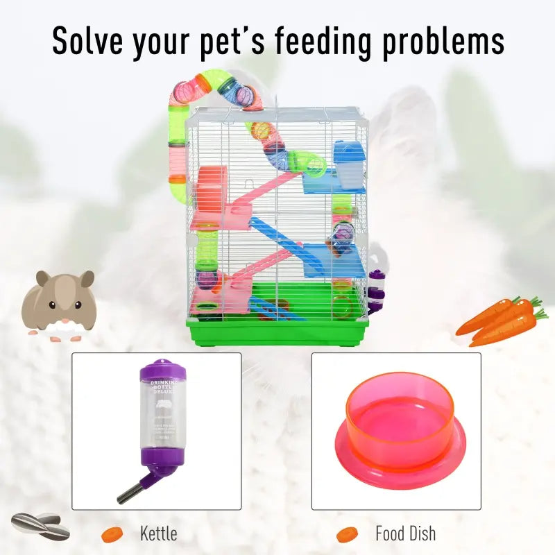5-Tier Small Animal Cage with Exercise Wheel — Ships from USA