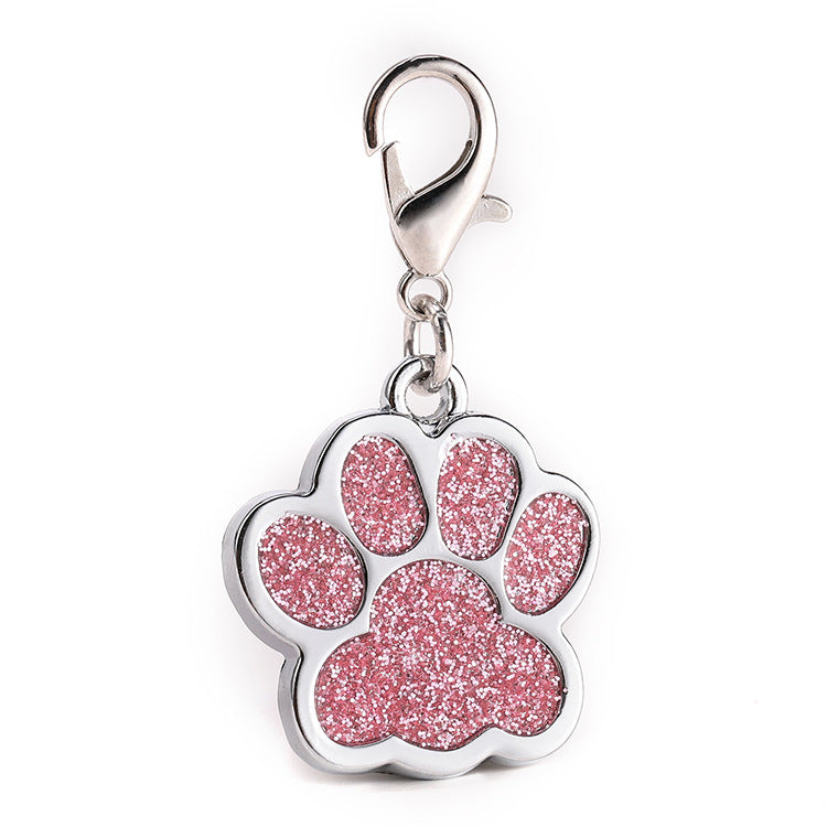 Glitter Paw Print Dog ID Tag
