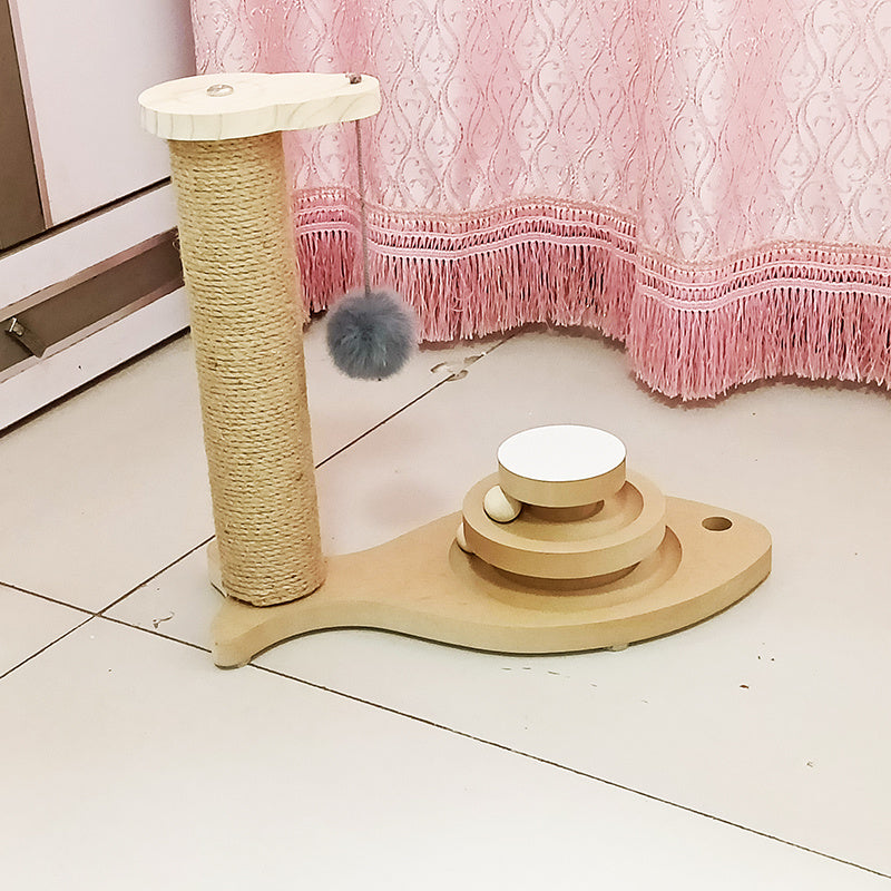Solid Wood Cat Turntable Spinner Toy