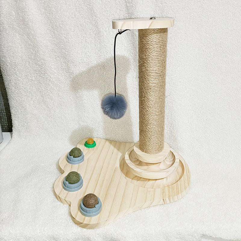 Solid Wood Cat Turntable Spinner Toy