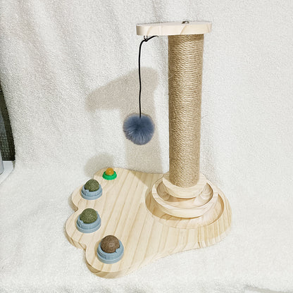 Solid Wood Cat Turntable Spinner Toy