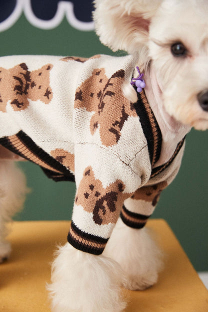 Bear Print Pet Cardigan
