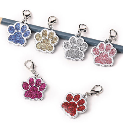 Glitter Paw Print Dog ID Tag