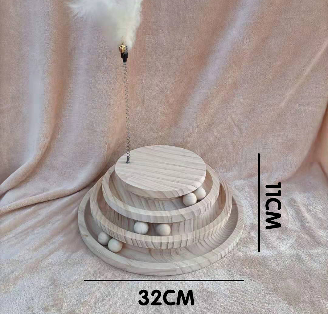 Solid Wood Cat Turntable Spinner Toy