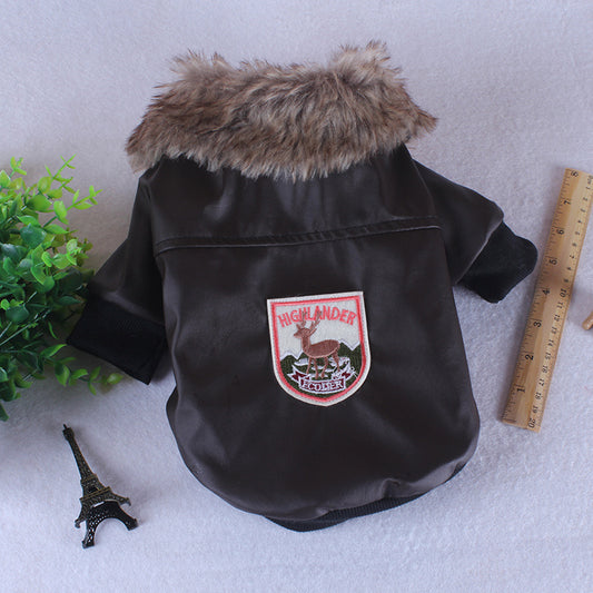 Plush-Lined Leather Pet Coat