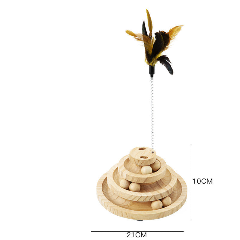 Solid Wood Cat Turntable Spinner Toy