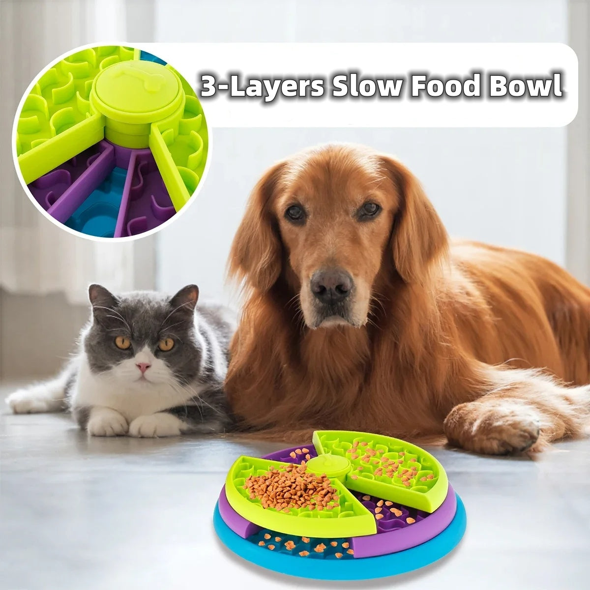 Anti-Choke Rotating Puzzle Feeder Bowl