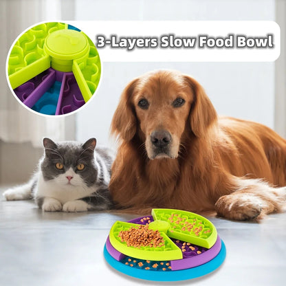 Anti-Choke Rotating Puzzle Feeder Bowl