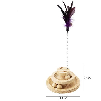 Solid Wood Cat Turntable Spinner Toy