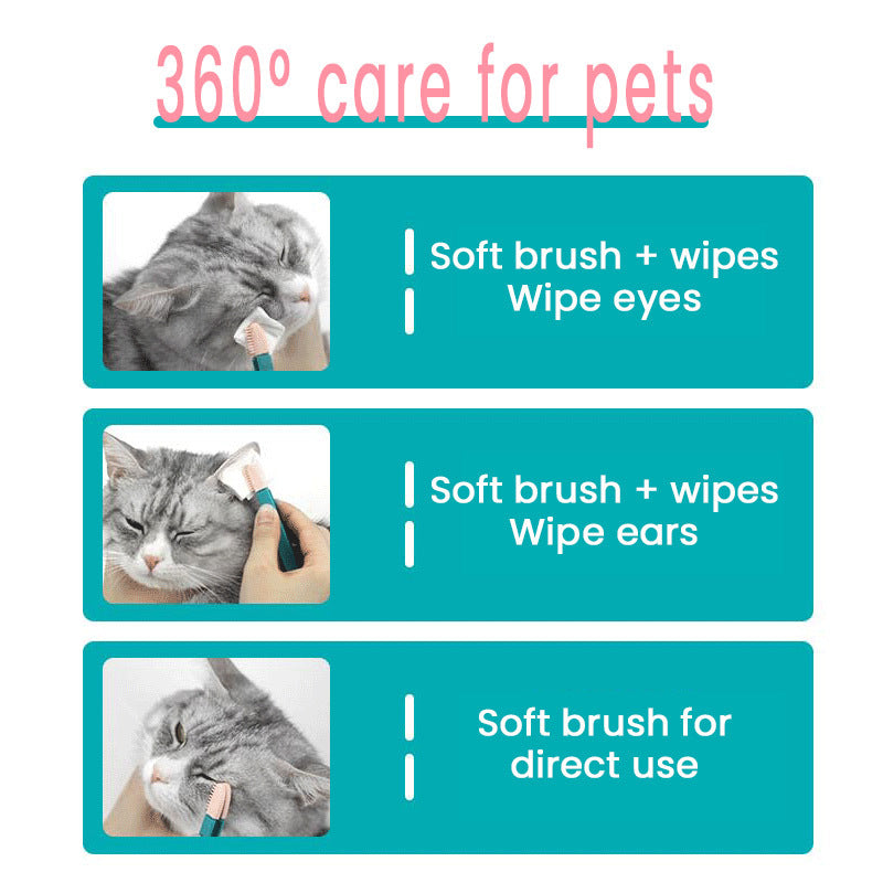 Handheld Cat Eye & Grooming Wipe Brush
