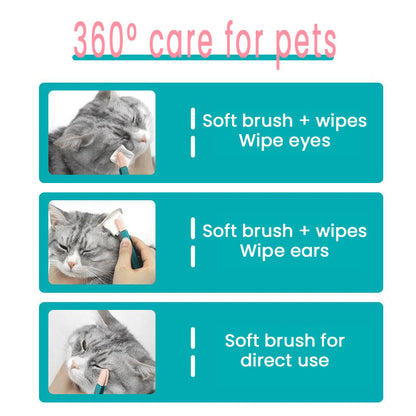 Handheld Cat Eye & Grooming Wipe Brush