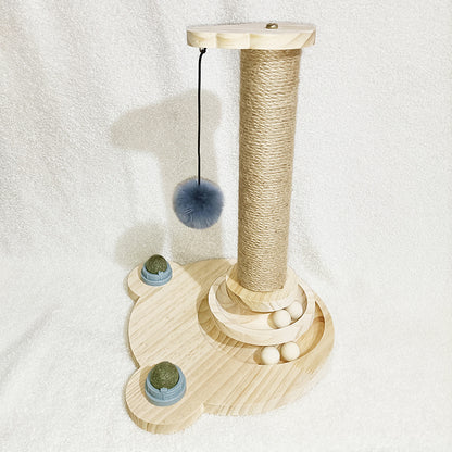 Solid Wood Cat Turntable Spinner Toy