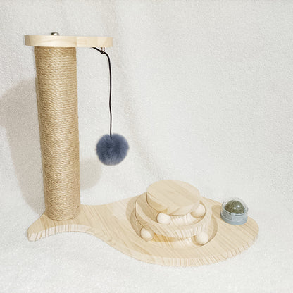 Solid Wood Cat Turntable Spinner Toy