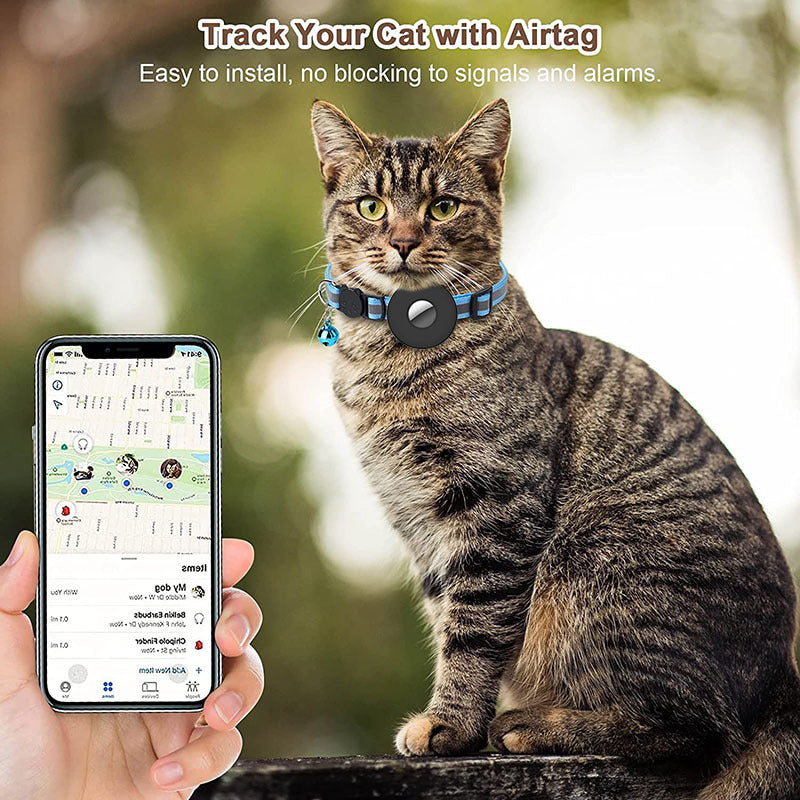 Reflective Anti-Lost Pet Collar with AirTag Holder