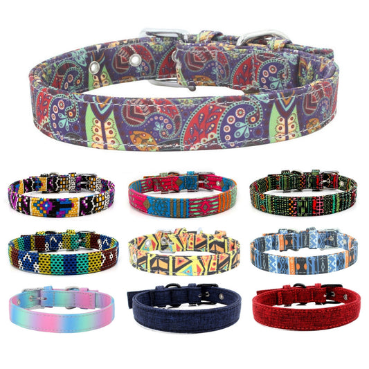 Double-Layer Colorful Fabric Dog Collar