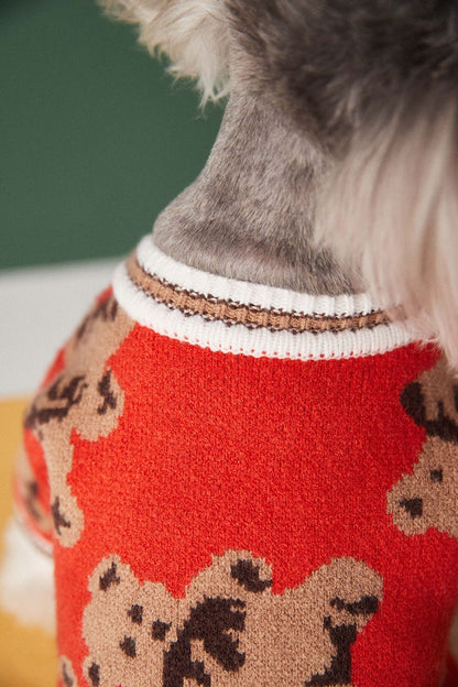 Bear Print Pet Cardigan