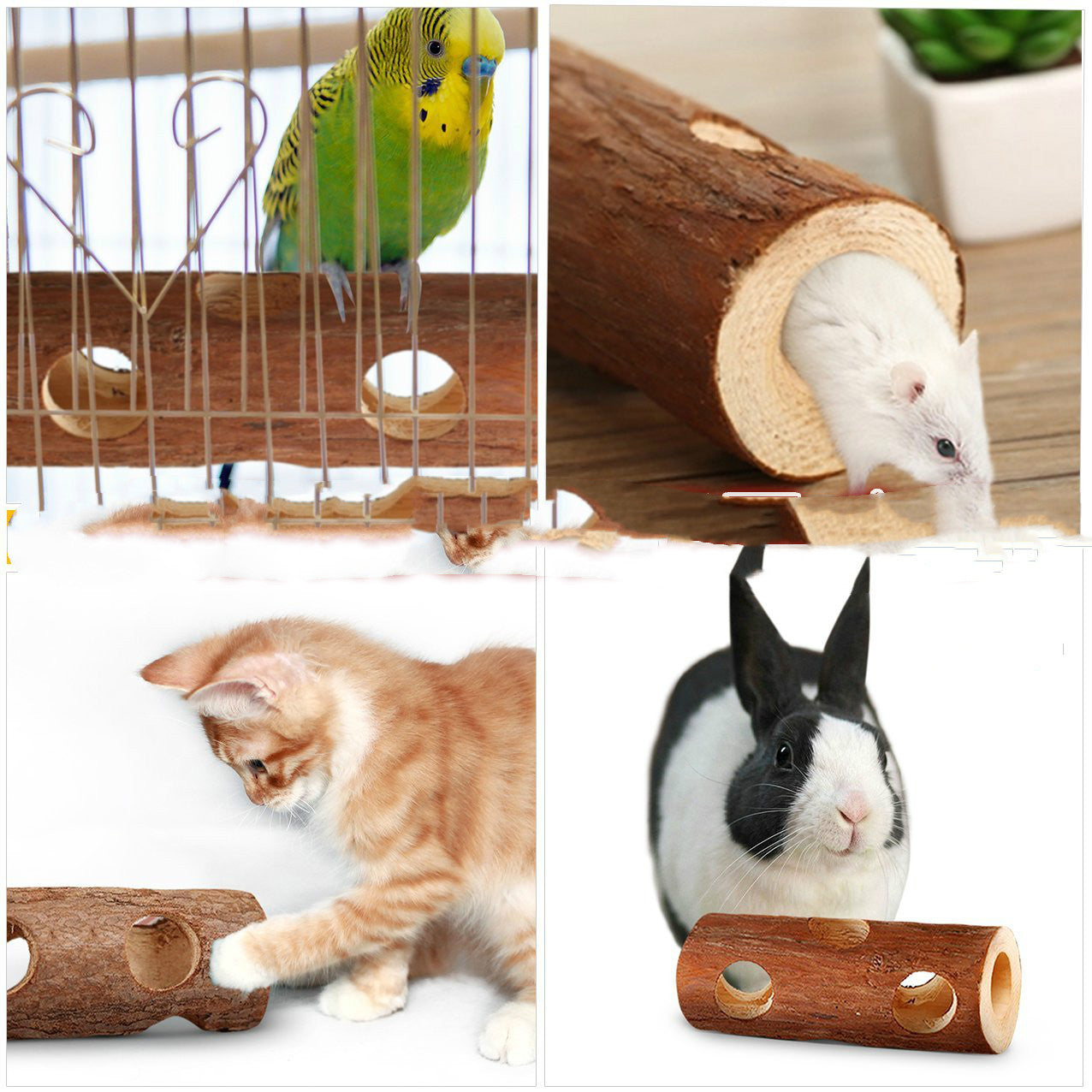 Wood Pipe Maze Chew Toy for Hamsters & Rabbits