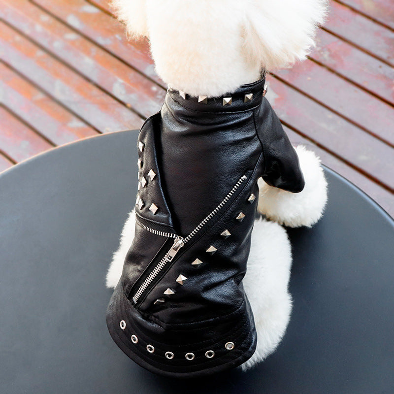 Korean-Style Leather Dog Winter Coat