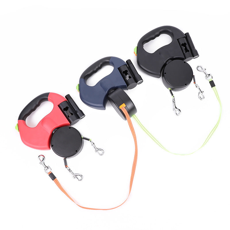 LED Dog Leash with Built-in Waste Bag Holder