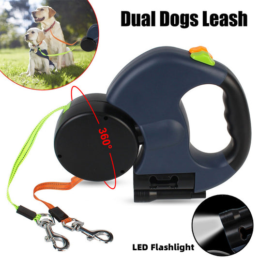 LED Dog Leash with Built-in Waste Bag Holder