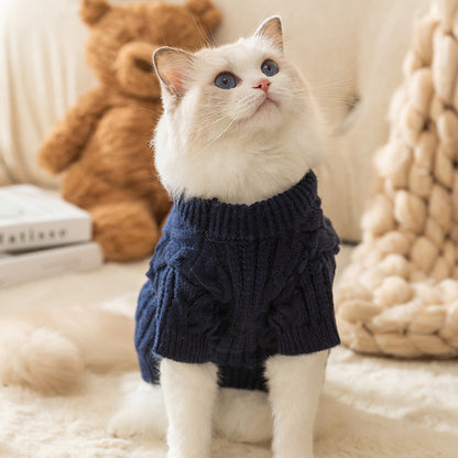 Cozy Solid Color Anti-Lint Cat Sweater