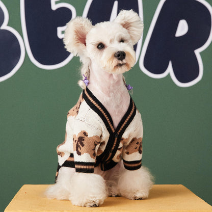 Bear Print Pet Cardigan