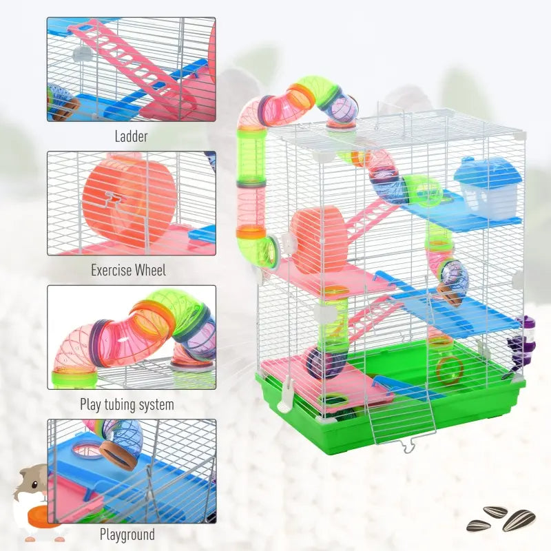 5-Tier Small Animal Cage with Exercise Wheel — Ships from USA