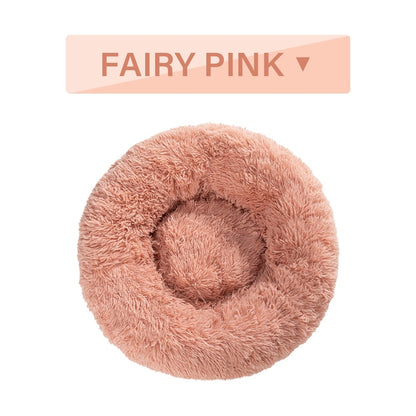Warm Round Plush Pet Bed | Soft & Washable Fluffy Comfort