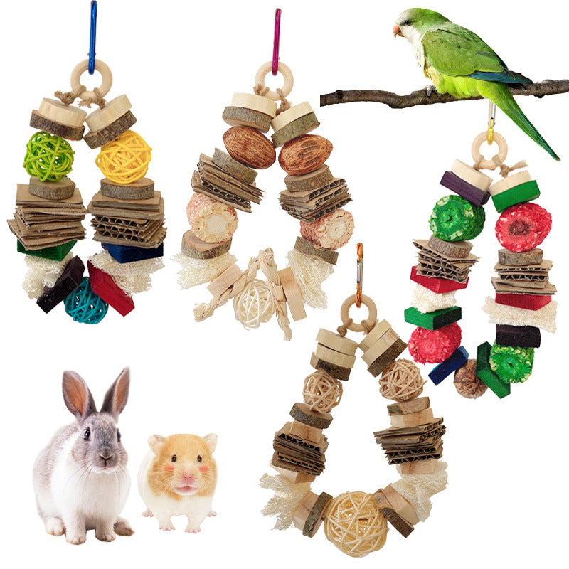 Natural Wooden Chew Toy Set for Rabbits & Hamsters