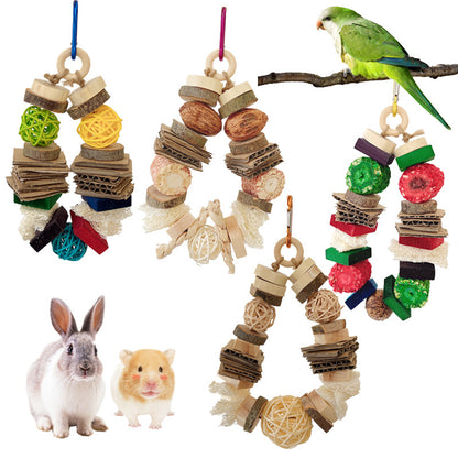 Natural Wooden Chew Toy Set for Rabbits & Hamsters