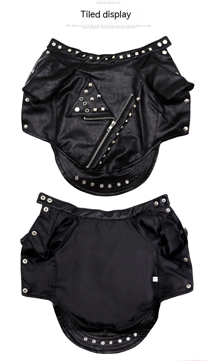 Korean-Style Leather Dog Winter Coat