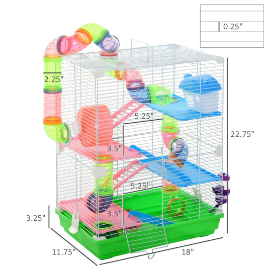 5-Tier Small Animal Cage with Exercise Wheel — Ships from USA