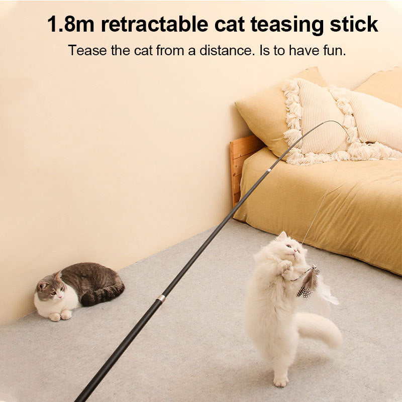 Extendable 180cm Cat-teasing Rod With Replacement Feather Head