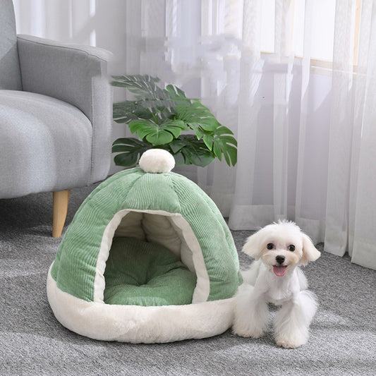 Half-Enclosed Cozy Cave Pet Bed