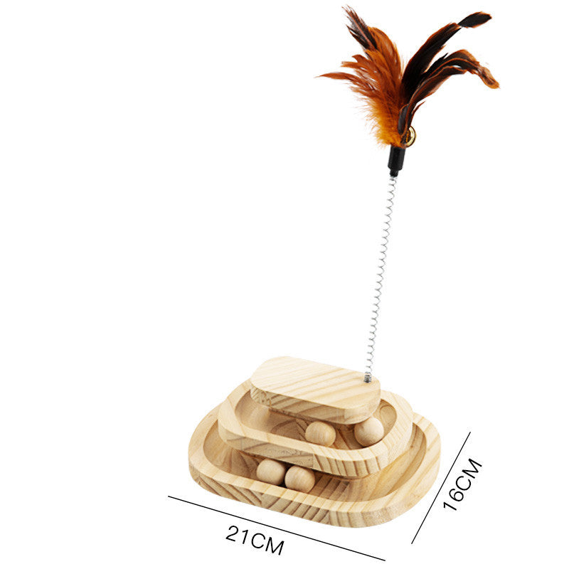 Solid Wood Cat Turntable Spinner Toy