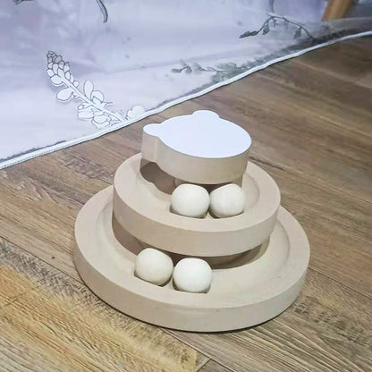 Solid Wood Cat Turntable Spinner Toy